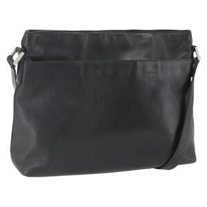 CHANEL Shoulder Bag Leather Black Silver CC Auth BA9339